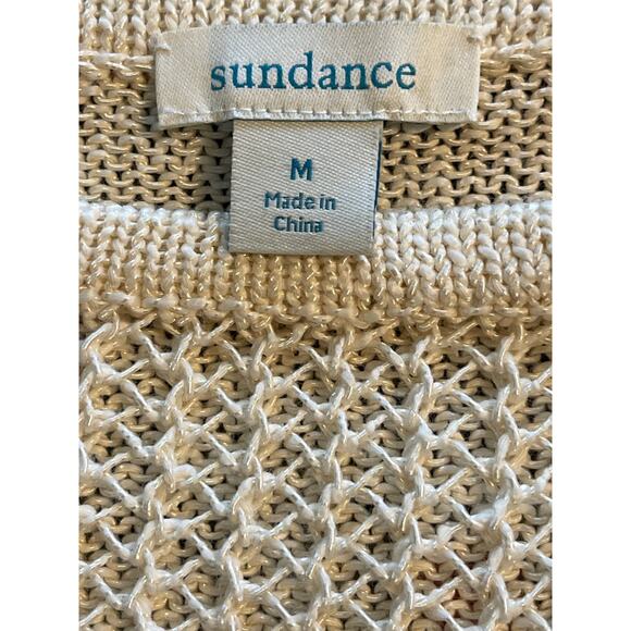 Sundance Crocheted Front Boatneck Sweater Cream Women's Medium - Picture 6 of 6